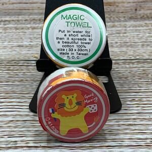 Vintage Magic Towel Compress Good Morning‎ Lion 2-Pack Sealed Cotton